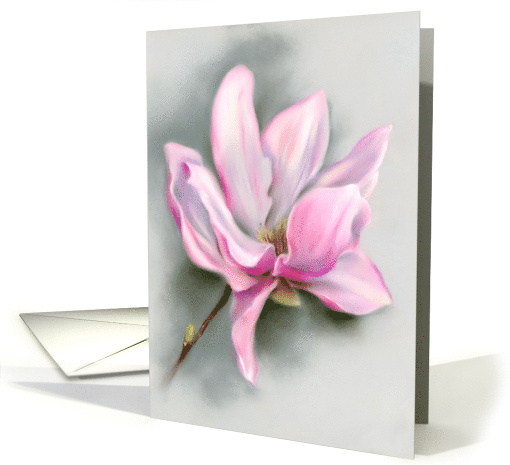 Any Occasion Pink Magnolia Flower Pastel Art Blank card (1671366)