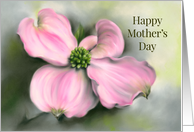 Happy Mothers Day Pink Dogwood Spring Floral Pastel Art card