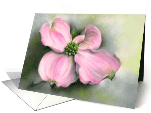 Any Occasion Pink Dogwood Spring Floral Pastel Art Blank card