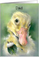 Custom Fathers Day for Dad Gosling Chick Dandelion Pastel Bird Art card