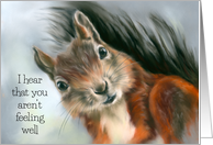 Get Well Cute Red Squirrel Pastel Animal Artwork card