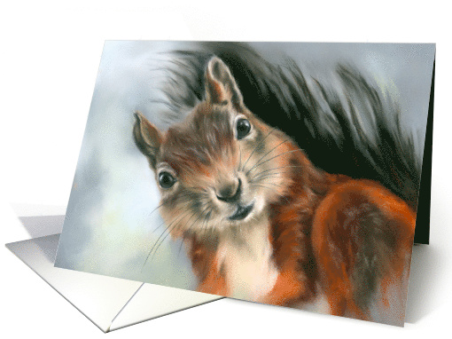 Any Occasion Cute Red Squirrel Pastel Animal Art Blank card (1675924)