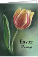 Easter Blessings Red and Yellow Tulip Pastel Flower Art card