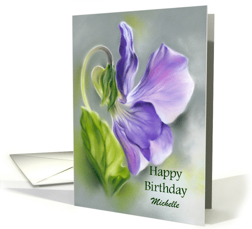 Custom Name Purple Violet Wildflower Pastel Art Michelle card