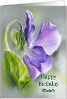 Custom Name Purple Violet Wildflower Pastel Art Michelle card