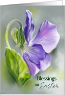 Easter Blessings Purple Violet Wildflower Pastel Art card