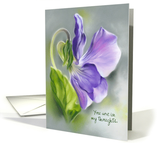 Personalized Thinking of You Purple Violet Wildflower Pastel Art card