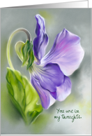 Personalized Thinking of You Purple Violet Wildflower Pastel Art card