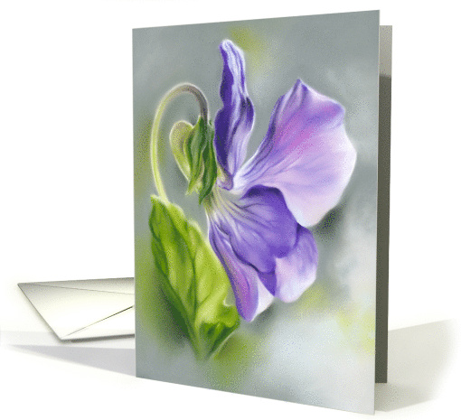 Any Occasion Purple Violet Wildflower Pastel Art Blank card (1676990)