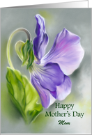 Custom Mothers Day for Mom Purple Violet Wildflower Pastel Art card