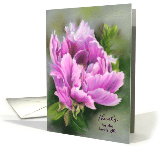 Custom Thanks for the Gift Pretty Pink Peony Flower Pastel Art card