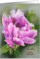 Custom Thanks for the Gift Pretty Pink Peony Flower Pastel Art card