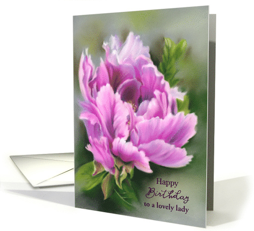 Custom Birthday for Her Pretty Pink Peony Flower Pastel Artwork card