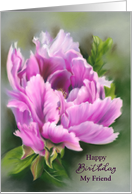 Personalized Friend Pretty Pink Peony Flower Pastel Artwork card