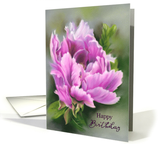 Happy Birthday Pretty Pink Peony Flower Pastel Artwork card (1679012)