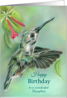 Custom Relative Birthday Daughter Hummingbird with Honeysuckle Pastel card