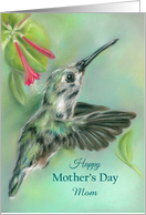 Personalized Mothers Day for Mom Hummingbird with Honeysuckle Pastel card