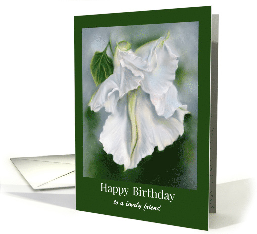 Custom Friend Birthday Moonflower White Blossom Floral Pastel Art card