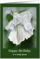 Custom Friend Birthday Moonflower White Blossom Floral Pastel Art card