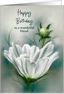Personalized Friend Birthday White Cosmos Flower Pastel Art card