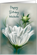 Personalized Name Birthday White Cosmos Flower Pastel Art M card