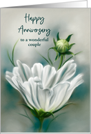 Custom Wedding Anniversary White Cosmos Flower Pastel Art card