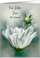 Custom Feel Better Soon Friend White Cosmos Flower Pastel Art card