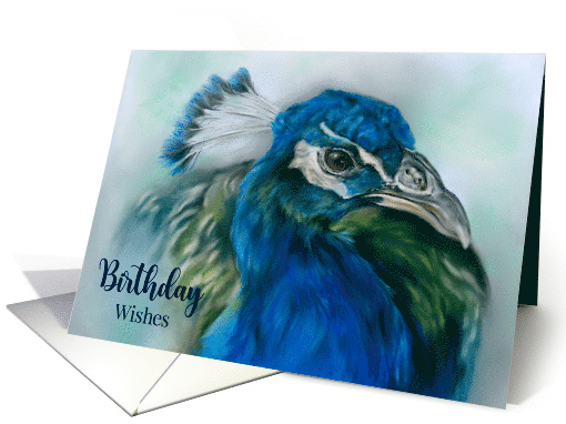 Birthday Wishes Pretty Peacock Pastel Bird Art card (1685696)