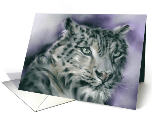 Any Occasion Snow Leopard Wildlife Pastel Animal Art Blank card