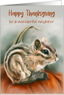 Custom Neighbor Thanksgiving Chipmunk Autumn Pumpkin Art card