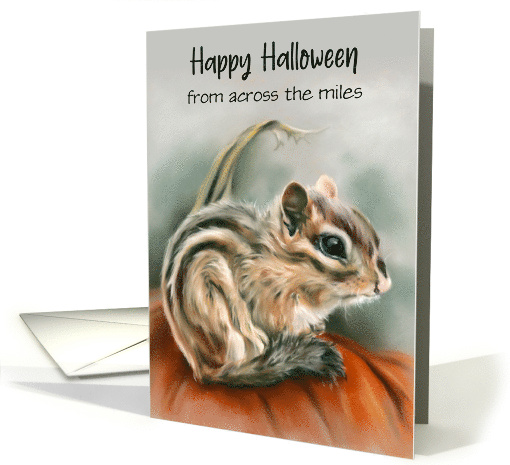 Custom Halloween Across the Miles Chipmunk Autumn Pumpkin Art card