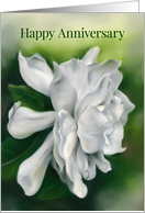 Wedding Anniversary Gardenia White Blossom Floral Pastel Art card