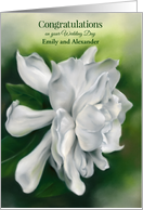 Personalized Names Wedding Congratulations Gardenia White Floral Art card
