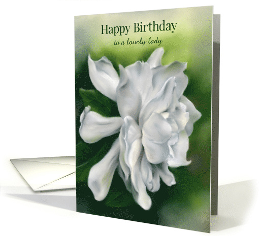 Custom Birthday for Her Gardenia White Blossom Floral Pastel Art card