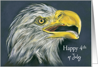 Happy 4th of July Bald Eagle with Open Beak Profile Portrait Art card