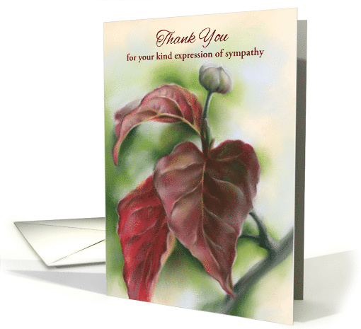 Personalized Thank You for Sympathy Autumn Red Dogwood Leaves Art card