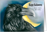 Halloween Across the Miles Spooky Black Raven Crescent Moon Custom card