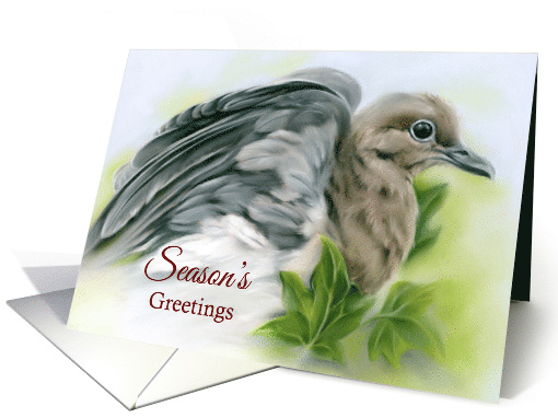 Seasons Greetings Christmas Mourning Dove with Ivy Pastel... (1690446)