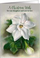 Daughter Son in Law Custom Relative Christmas Wish White Narcissus card