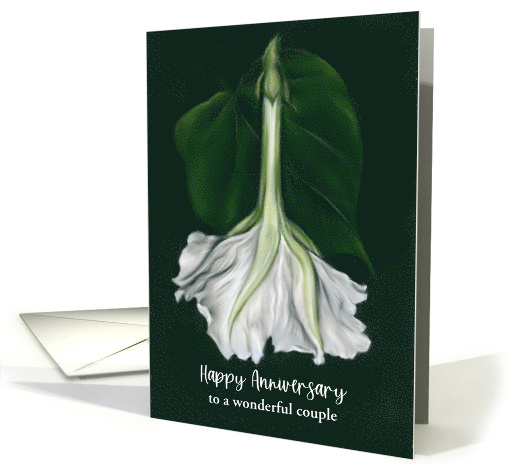 Custom Wedding Anniversary White Moonflower Floral Pastel Art card