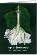 Custom Wedding Anniversary White Moonflower Floral Pastel Art card