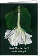 Thank You for Gift Custom White Moonflower Floral Pastel Art card