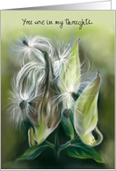 Custom Thinking of You Autumn Milkweed Seedpods Pastel Art card