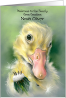 Great Grandson Personalized Welcome to Family Gosling Chick Dandelion card