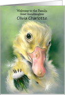 Great Granddaughter Custom Welcome to Family Gosling Chick Dandelion card