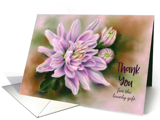 Thank You for Gift Custom Pink Chrysanthemums Flower Pastel Art card