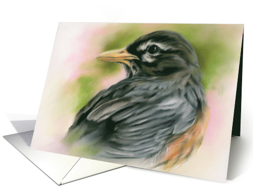 Any Occasion Custom American Robin Bird Pastel Art Blank card