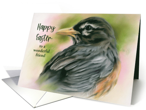 Easter for Friend American Robin Spring Bird Pastel Art Custom card