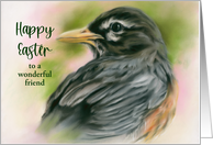 Easter for Friend American Robin Spring Bird Pastel Art Custom card