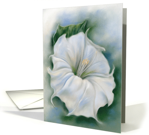 Any Occasion White Flower Datura Blossom Pastel Art Blank card